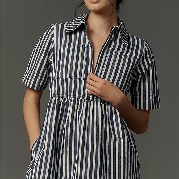 Aligne Dresses & Skirts - ALIGNE for Anthropolgie Gabriella Short-Sleeve Denim Midi Dress